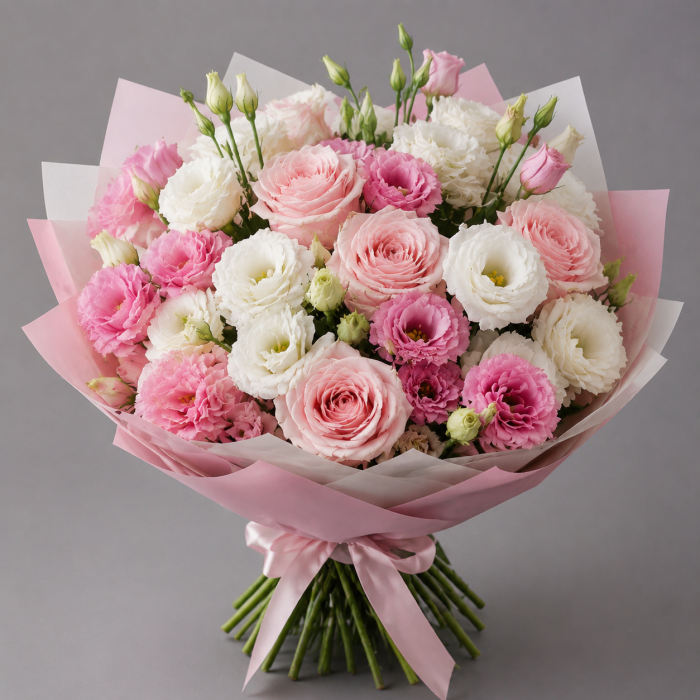 Букет из Эустомы и розы