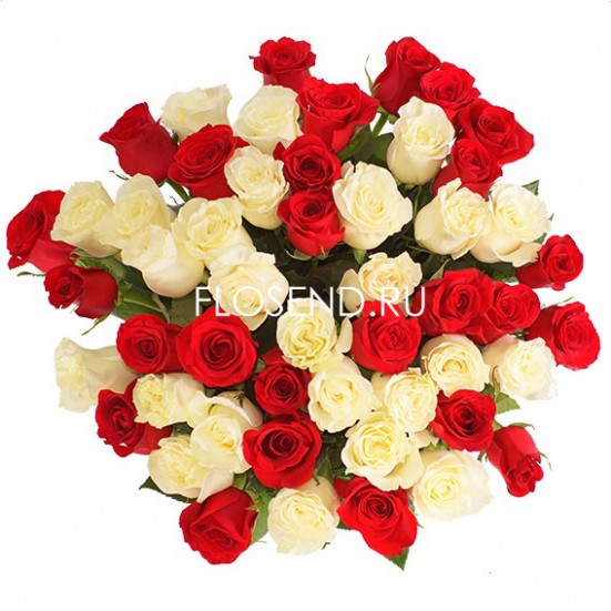 Букет «51 красных и белых роз» - фото 2